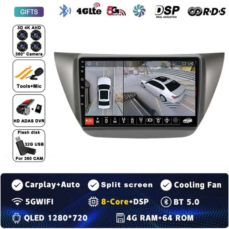 Android 13 Car Radio CarPlay For Mitsubishi Lancer 9 CS 2000-2010 Multimedia Video Player GPS Nav...