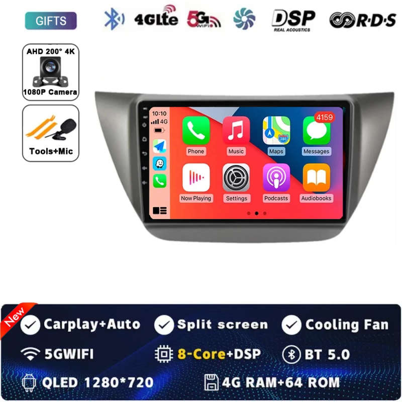 Android 13 Car Radio CarPlay For Mitsubishi Lancer 9 CS 2000-2010 Multimedia Video Player GPS Nav...