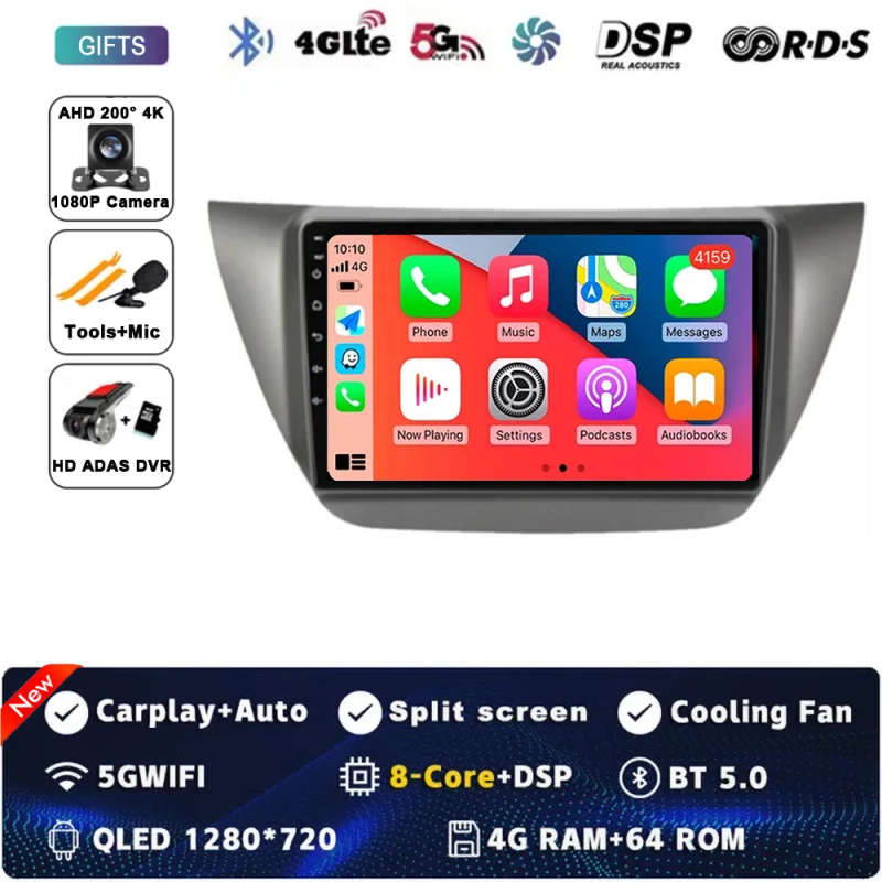 Android 13 Car Radio CarPlay For Mitsubishi Lancer 9 CS 2000-2010 Multimedia Video Player GPS Nav...