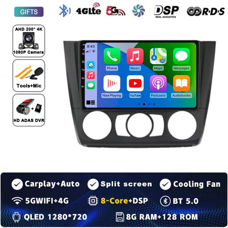 Android 13 Car Radio For BMW 1 Series E88 E82 E81 E87 2004 - 2012 Navigation GPS Multimedia Playe...