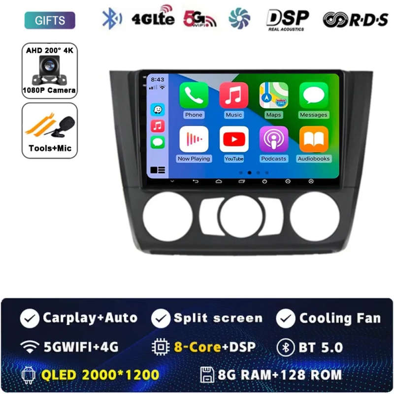 Android 13 Car Radio For BMW 1 Series E88 E82 E81 E87 2004 - 2012 Navigation GPS Multimedia Playe...