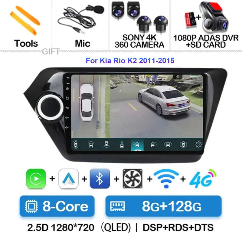 Android 13 CarPlay Car Radio GPS Navigation Multimedia Player For Kia RIO 3 K2 2010 2011 2012 201...