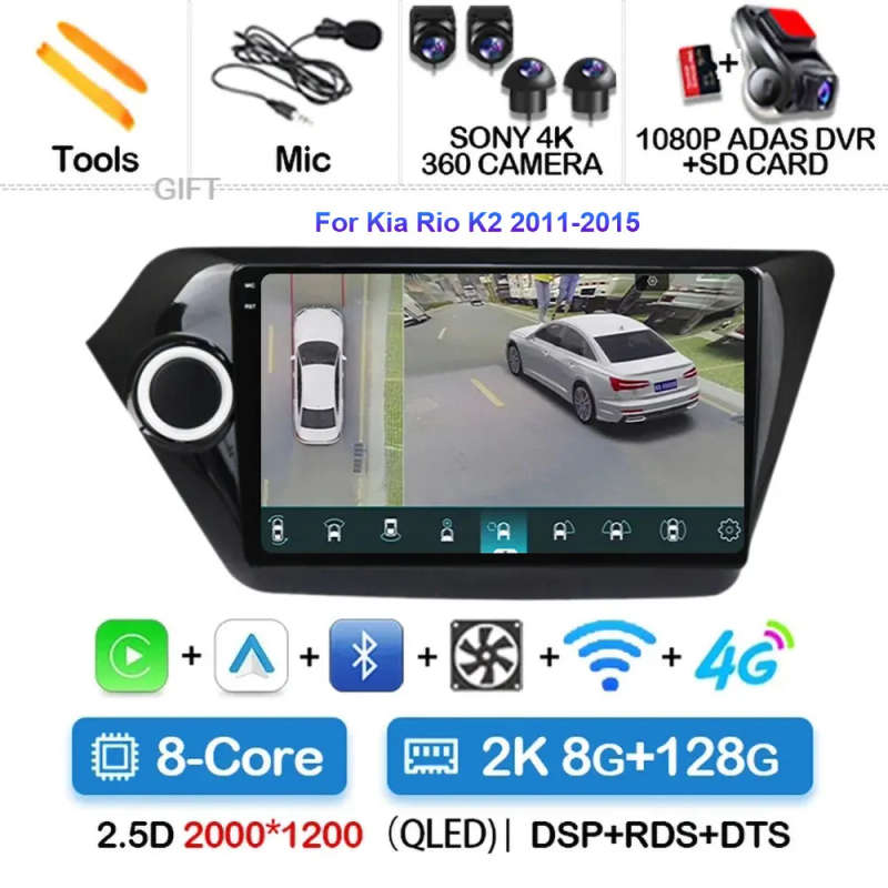 Android 13 CarPlay Car Radio GPS Navigation Multimedia Player For Kia RIO 3 K2 2010 2011 2012 201...