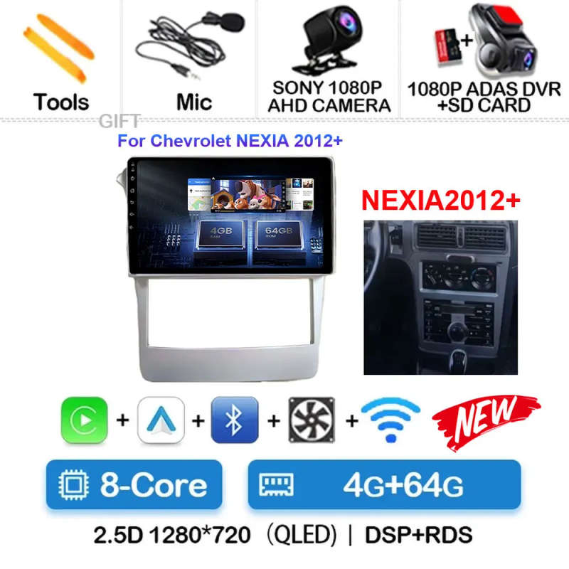 Android 14 4G For Chevrolet NEXIA 2012 BT Video Player Android Auto Carplay GPS Cam Navigation Mu...