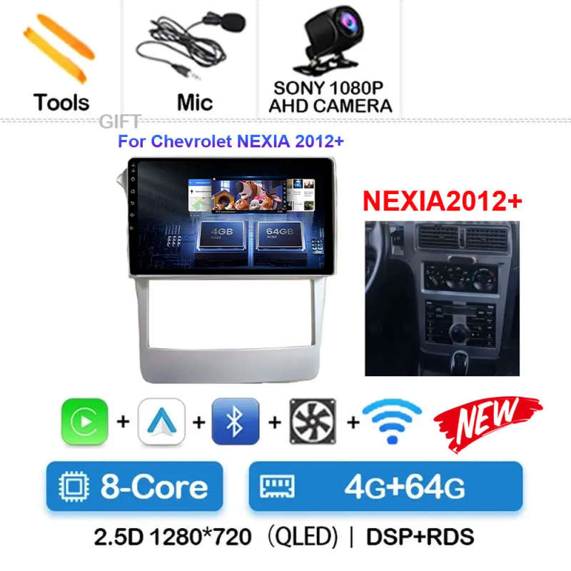 Android 14 4G For Chevrolet NEXIA 2012 BT Video Player Android Auto Carplay GPS Cam Navigation Mu...