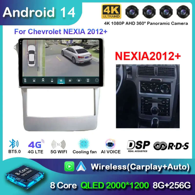 Android 14 4G For Chevrolet NEXIA 2012 BT Video Player Android Auto Carplay GPS Cam Navigation Mu...