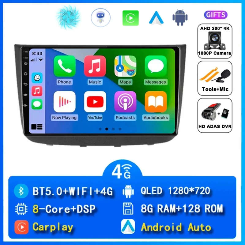 Android 14 Auto Carplay Car Radio For Mercedes-Benz Vito 2 W639 2003 - 2015 Navigation GPS Multim...