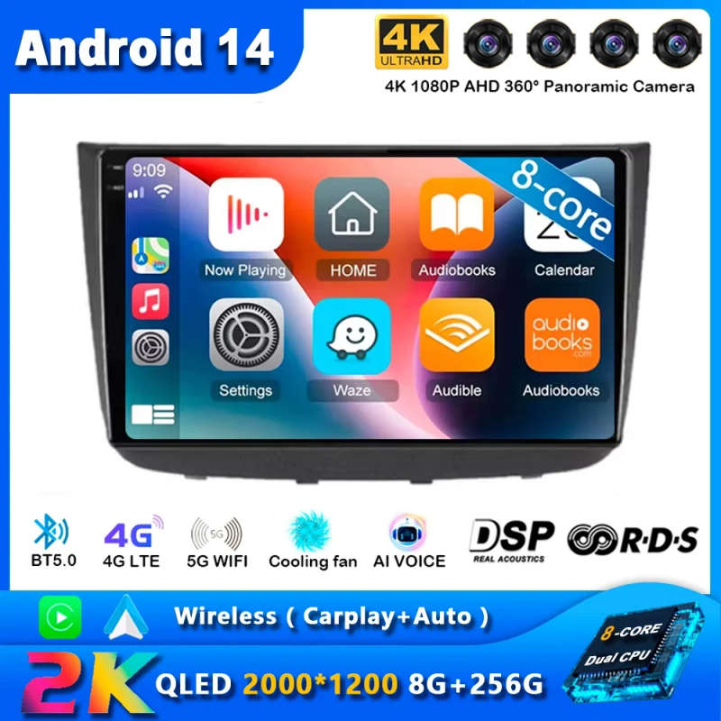 Android 14 Auto Carplay Car Radio For Mercedes-Benz Vito 2 W639 2003 - 2015 Navigation GPS Multim...