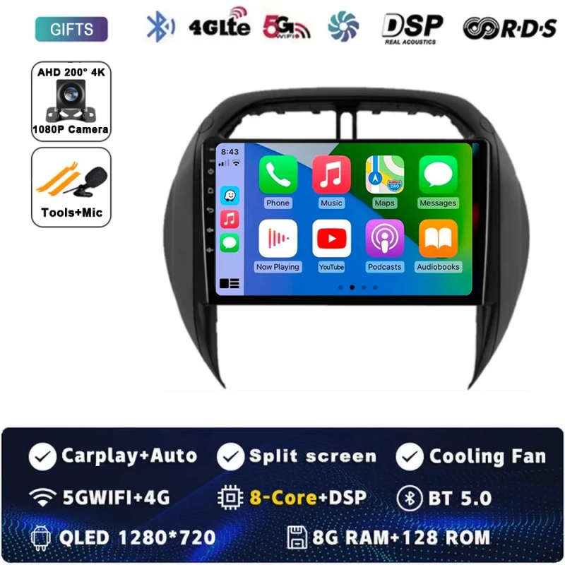 Android 14 Auto Radio For Toyota RAV4 RAV 4 2003 2004 2005 DSP Carplay GPS Navigation Multimedia ...