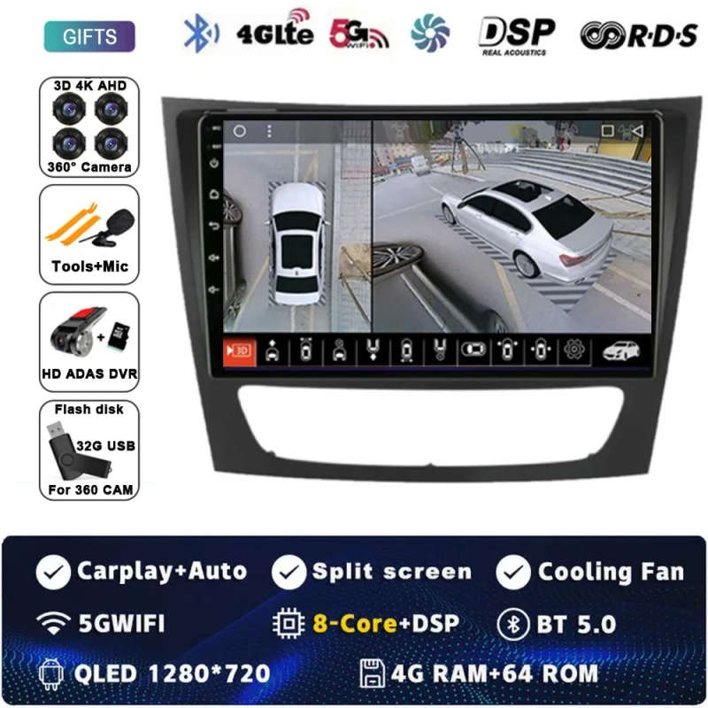 Android 14 BT Car Radio For Mercedes Benz E-class W211 E200 E220 E300 E350 E240 E270 E280 CLS CLA...