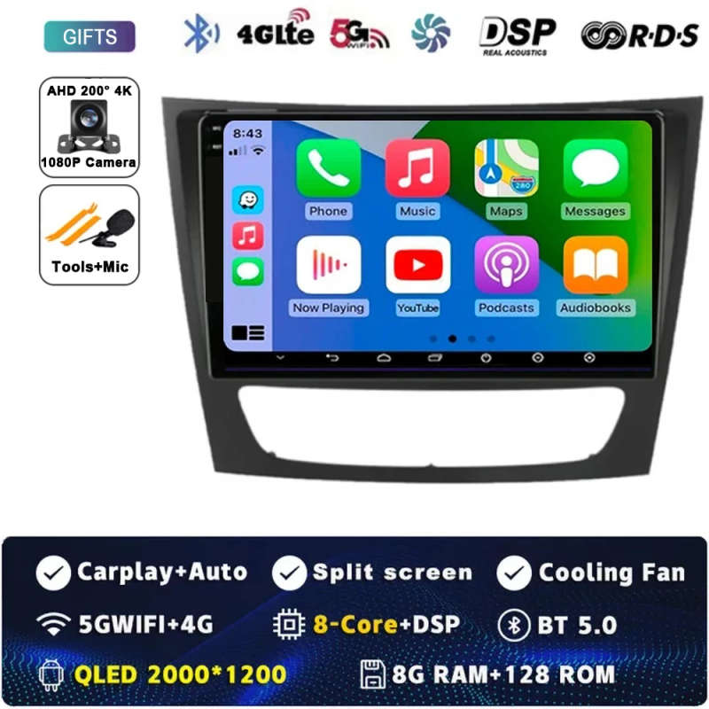 Android 14 BT Car Radio For Mercedes Benz E-class W211 E200 E220 E300 E350 E240 E270 E280 CLS CLA...