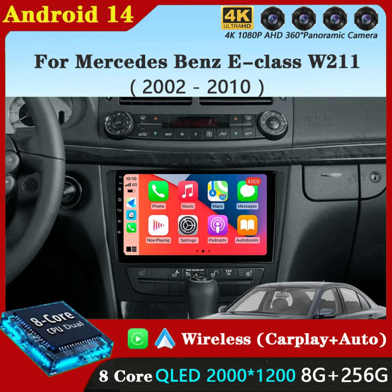Android 14 BT Car Radio For Mercedes Benz E-class W211 E200 E220 E300 E350 E240 E270 E280 CLS CLA...