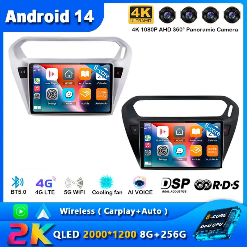 Android 14 Car Radio Carplay For Peugeot 301 2013 - 2016 Navigation GPS Multimedia Player WiFi+4G...