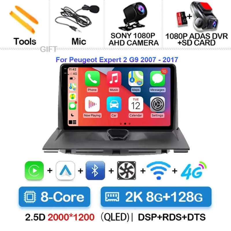 Android 14 Car Radio Carplay For Peugeot Expert 2 G9 2007 - 2017 Navigation Android Auto 5G Wifi ...