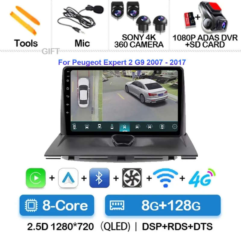 Android 14 Car Radio Carplay For Peugeot Expert 2 G9 2007 - 2017 Navigation Android Auto 5G Wifi ...