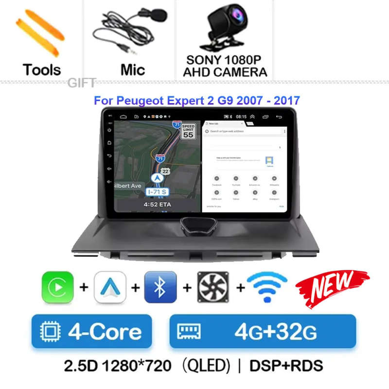 Android 14 Car Radio Carplay For Peugeot Expert 2 G9 2007 - 2017 Navigation Android Auto 5G Wifi ...