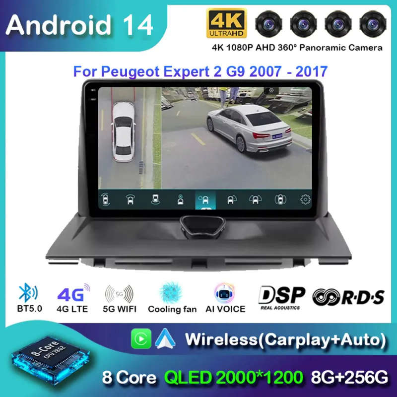 Android 14 Car Radio Carplay For Peugeot Expert 2 G9 2007 - 2017 Navigation Android Auto 5G Wifi ...
