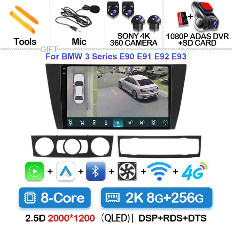Android 14 Car Radio For BMW 3 Series E90 E91 E92 E93 Multimedia Player Wireless Auto Carplay Qua...