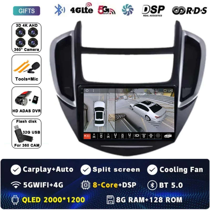 Android 14 Car Radio For Chevrolet Tracker 3 2013 - 2017 Multimedia Video Player Stereo GPS Navig...