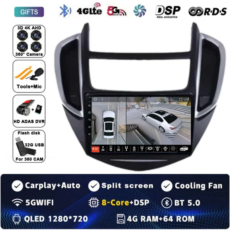Android 14 Car Radio For Chevrolet Tracker 3 2013 - 2017 Multimedia Video Player Stereo GPS Navig...