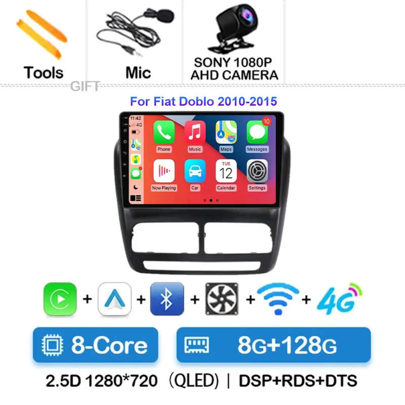 Android 14 Car Radio For FIAT Doblo 2010 2011 2012 - 2015 Navigation GPS Multimedia Video Player ...