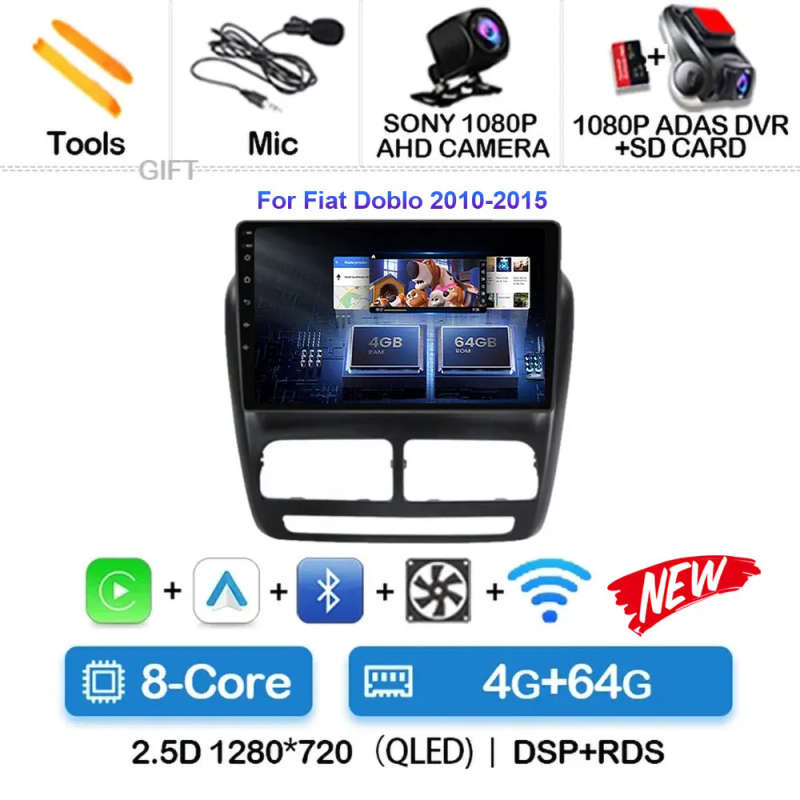 Android 14 Car Radio For FIAT Doblo 2010 2011 2012 - 2015 Navigation GPS Multimedia Video Player ...