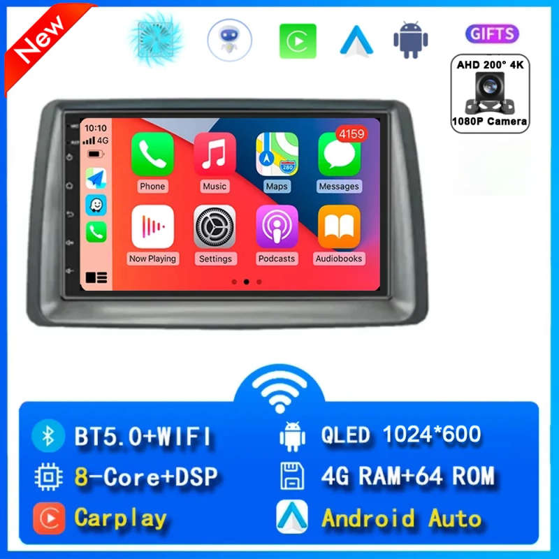 Android 14 Car Radio For FIAT Panda 2003 - 2012 2 Din Multimedia Player Head Unit Navigation Auto...