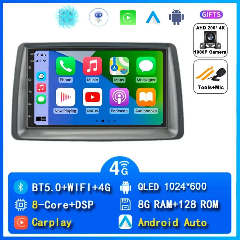 Android 14 Car Radio For FIAT Panda 2003 - 2012 2 Din Multimedia Player Head Unit Navigation Auto...
