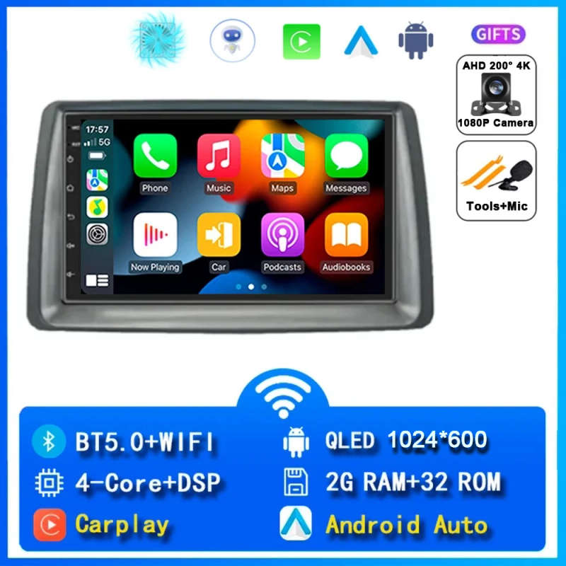 Android 14 Car Radio For FIAT Panda 2003 - 2012 2 Din Multimedia Player Head Unit Navigation Auto...
