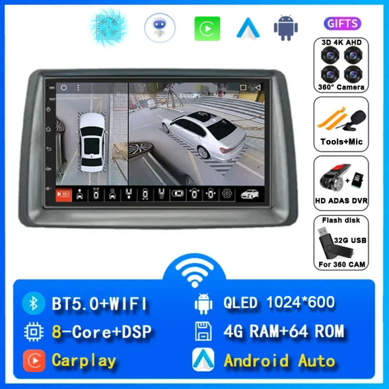 Android 14 Car Radio For FIAT Panda 2003 - 2012 2 Din Multimedia Player Head Unit Navigation Auto...
