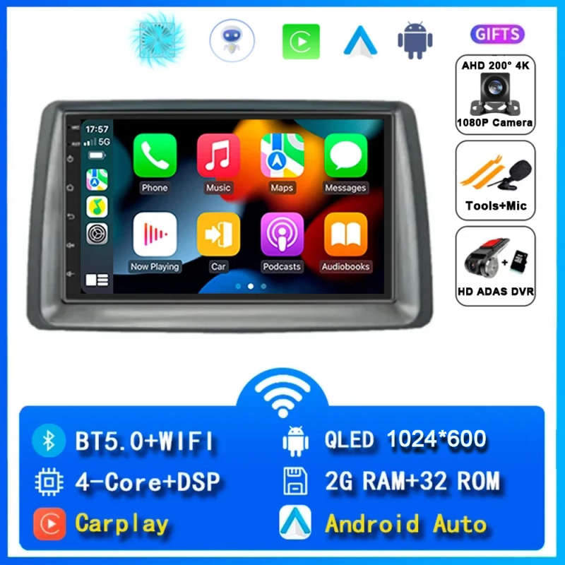 Android 14 Car Radio For FIAT Panda 2003 - 2012 2 Din Multimedia Player Head Unit Navigation Auto...