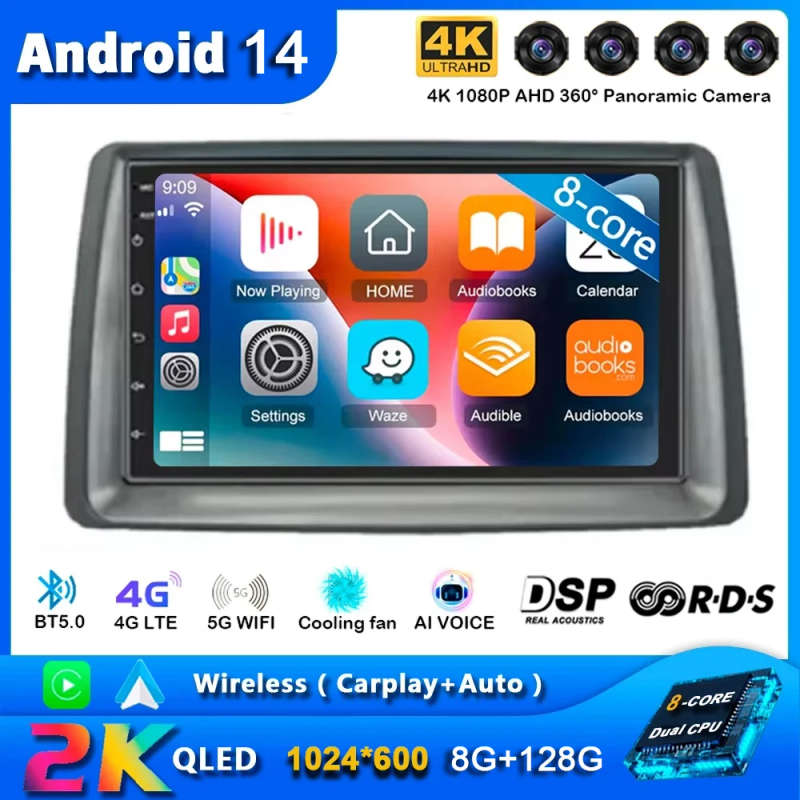 Android 14 Car Radio For FIAT Panda 2003 - 2012 2 Din Multimedia Player Head Unit Navigation Auto...
