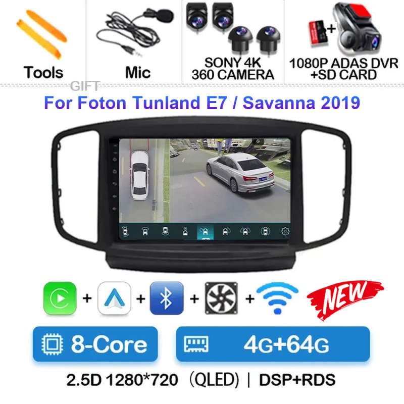 Android 14 Car Radio For Foton Tunland E7 Savanna 2019 Navigation GPS Multimedia Video Player Ste...
