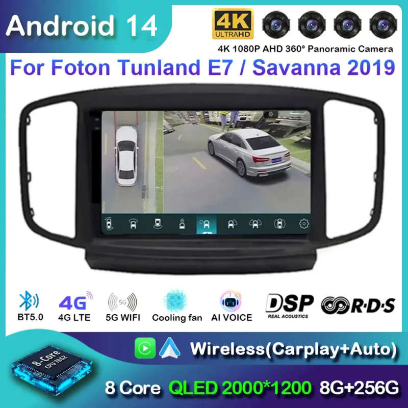 Android 14 Car Radio For Foton Tunland E7 Savanna 2019 Navigation GPS Multimedia Video Player Ste...