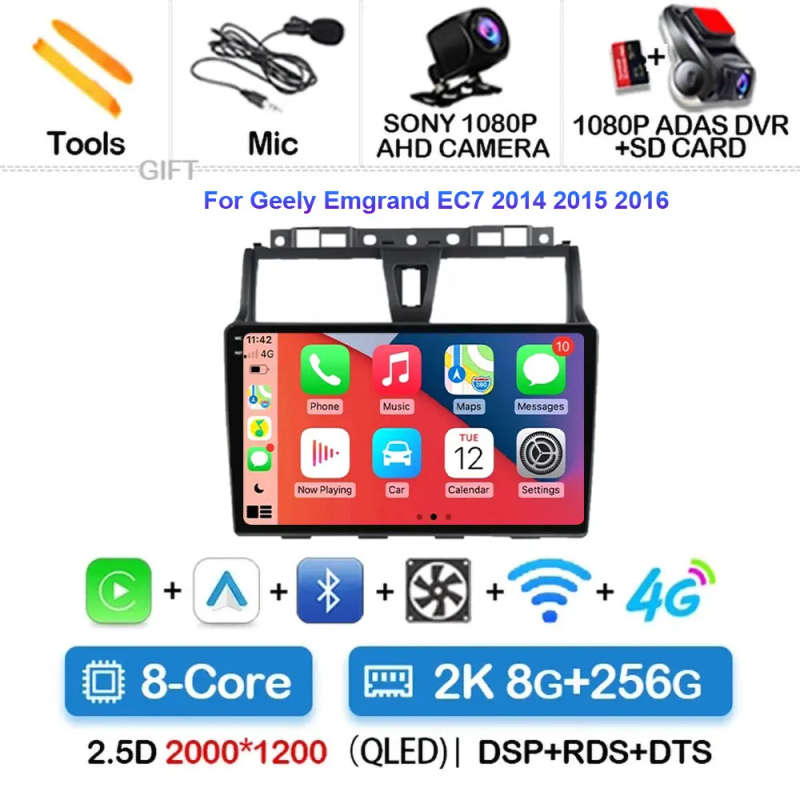 Android 14 Car Radio For Geely Emgrand EC7 2016 2017 2018 Navigation GPS Multimedia Player Stereo...