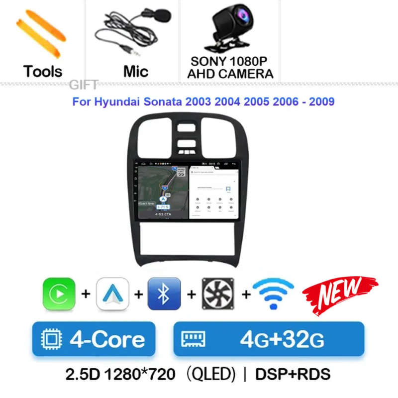 Android 14 Car Radio For Hyundai Sonata 2003 2004 - 2009 Navigation GPS Multimedia Video Player S...