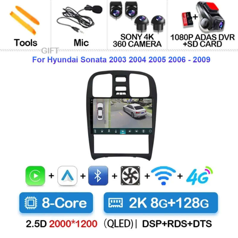 Android 14 Car Radio For Hyundai Sonata 2003 2004 - 2009 Navigation GPS Multimedia Video Player S...