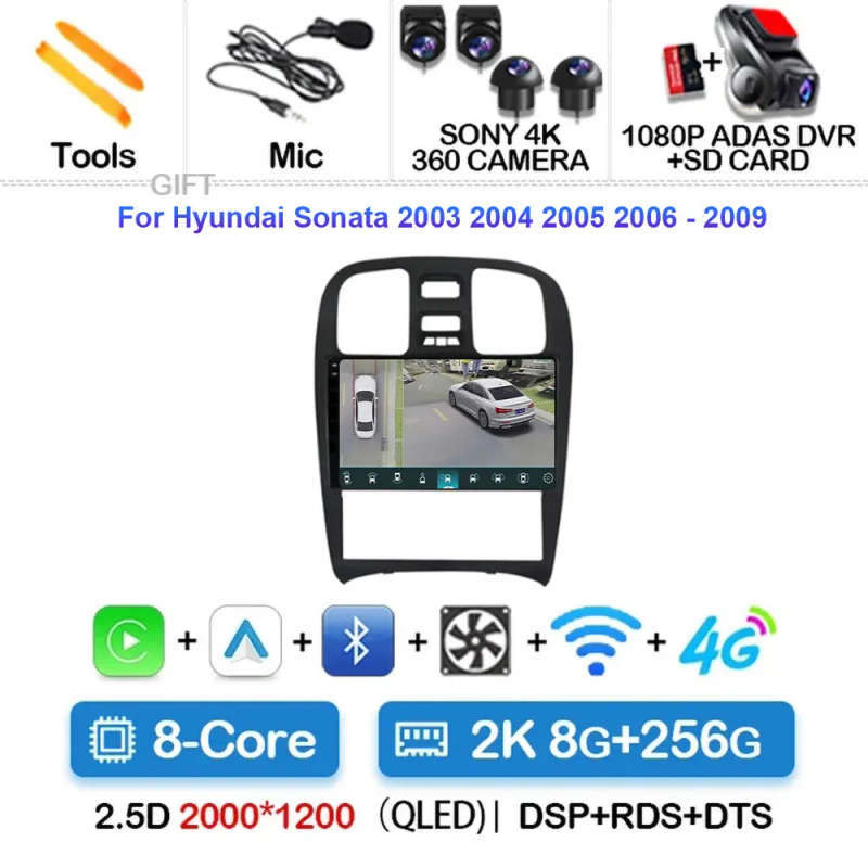 Android 14 Car Radio For Hyundai Sonata 2003 2004 - 2009 Navigation GPS Multimedia Video Player S...