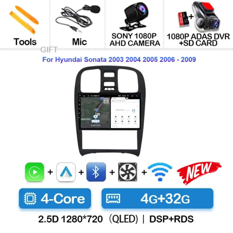Android 14 Car Radio For Hyundai Sonata 2003 2004 - 2009 Navigation GPS Multimedia Video Player S...