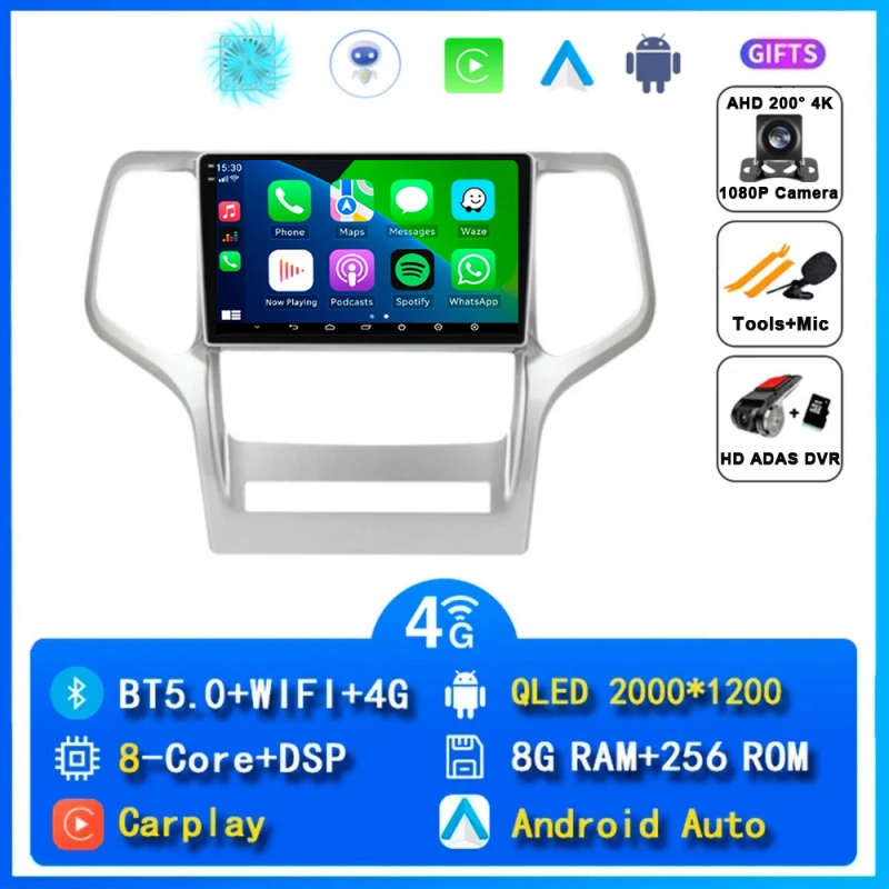 Android 14 Car Radio For Jeep Grand Cherok 2008 - 2013 Navigation GPS Multimedia Video Player Ste...