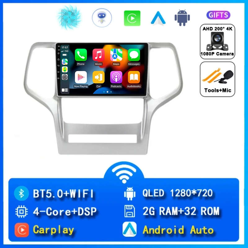 Android 14 Car Radio For Jeep Grand Cherok 2008 - 2013 Navigation GPS Multimedia Video Player Ste...