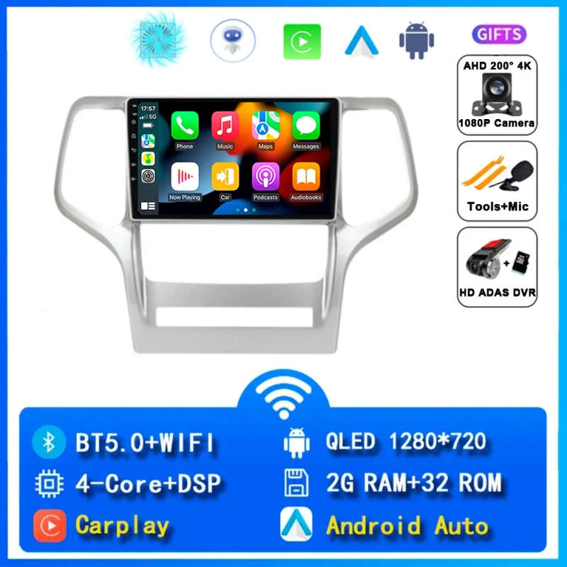 Android 14 Car Radio For Jeep Grand Cherok 2008 - 2013 Navigation GPS Multimedia Video Player Ste...
