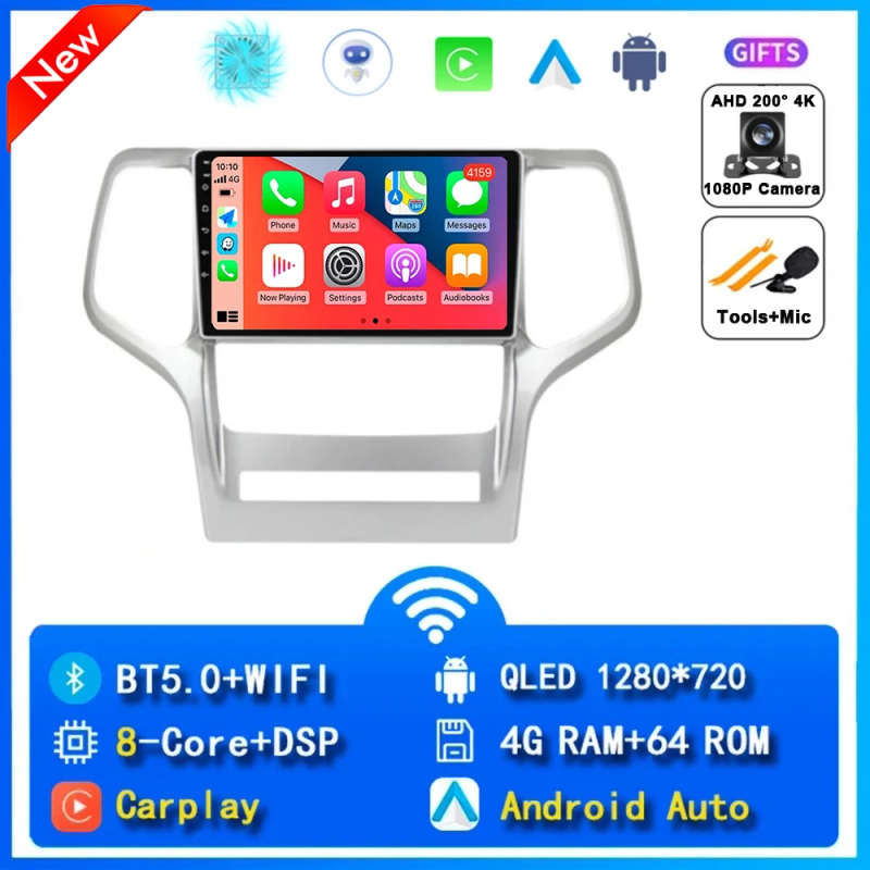 Android 14 Car Radio For Jeep Grand Cherok 2008 - 2013 Navigation GPS Multimedia Video Player Ste...