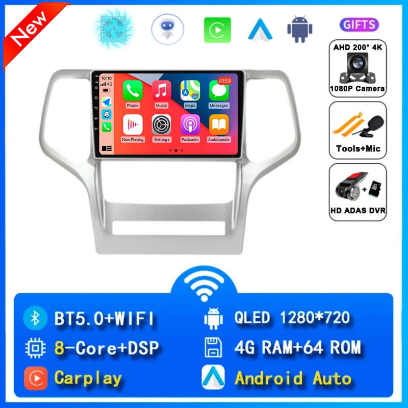 Android 14 Car Radio For Jeep Grand Cherok 2008 - 2013 Navigation GPS Multimedia Video Player Ste...
