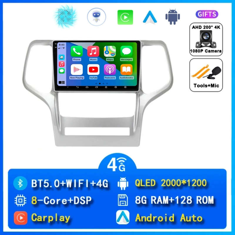 Android 14 Car Radio For Jeep Grand Cherok 2008 - 2013 Navigation GPS Multimedia Video Player Ste...