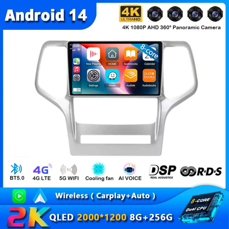 Android 14 Car Radio For Jeep Grand Cherok 2008 - 2013 Navigation GPS Multimedia Video Player Ste...