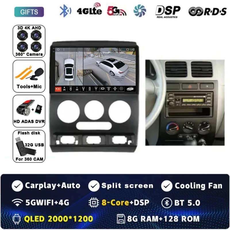 Android 14 Car Radio For KIA RIO 2002 - 2005 Multimedia Video Player GPS Navigation 4G LTE wirele...