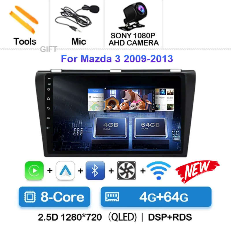 Android 14 Car Radio For Mazda 3 2004-2013 Wireless Android Auto Carplay Car Multimedia Video Pla...