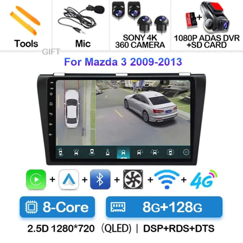 Android 14 Car Radio For Mazda 3 2004-2013 Wireless Android Auto Carplay Car Multimedia Video Pla...