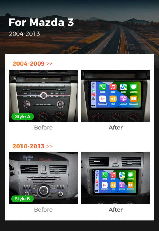 Android 14 Car Radio For Mazda 3 2004-2013 Wireless Android Auto Carplay Car Multimedia Video Pla...